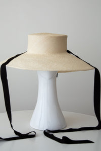 Wide Brim Dior Style Sun Hat with Ribbon Ties by Felicity Northeast Millinery 