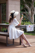 Load image into Gallery viewer, Wide Brim Dior Style Sun Hat with Ribbon Ties by Felicity Northeast Millinery 