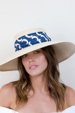 Load image into Gallery viewer, Wide brimmed Tan Summer Sun Hat with  BlackTies. Hat is adjustable