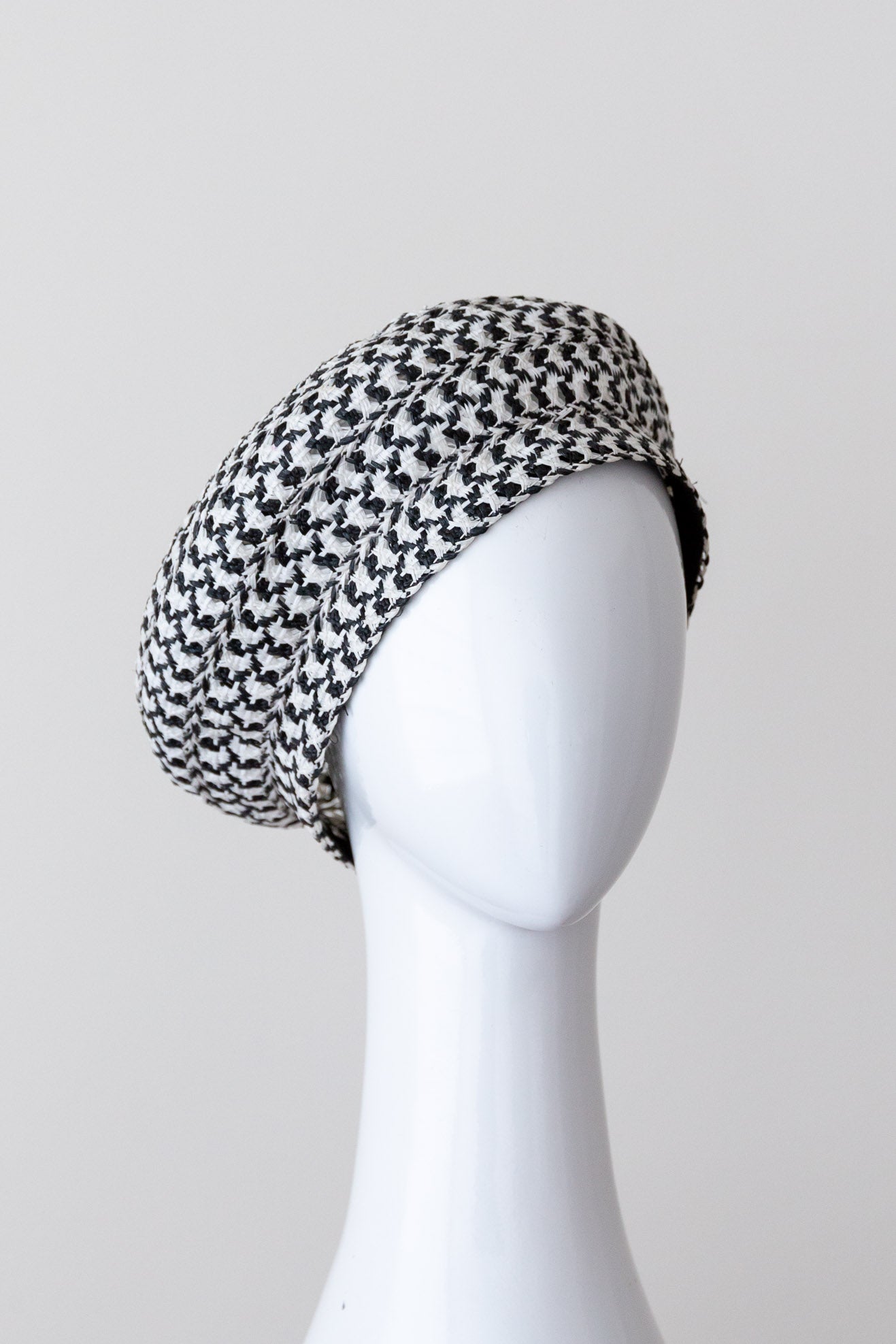 Black and White Soft Braid Beret.