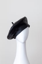 Load image into Gallery viewer, Black Woven Leather Beret by Felicity Northeast Millinery