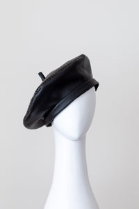 Black Woven Leather Beret by Felicity Northeast Millinery
