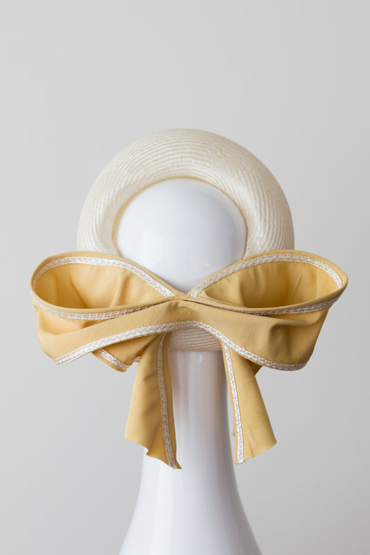 MEG- cream open pillbox with gold bow