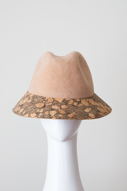 Camel and Natural Bucket Hat by Felicity Northeast Millinery.